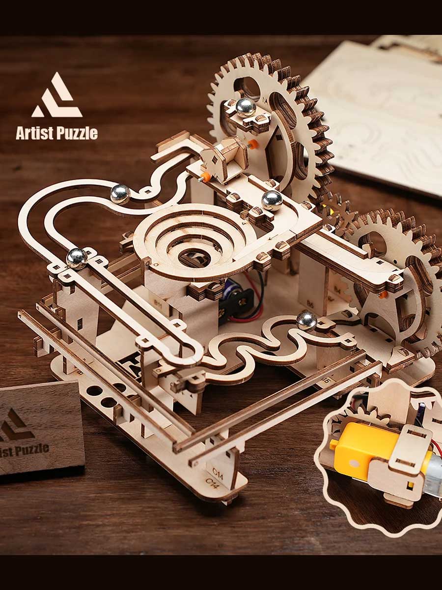 Puzzle en Bois 3d - Circuit à Billes avec Piles - GoCrazyPuzzle