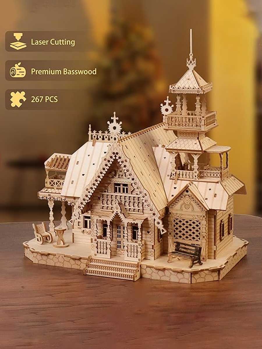 Puzzle en Bois 3d Maison Villa avec Lumière - GoCrazyPuzzle