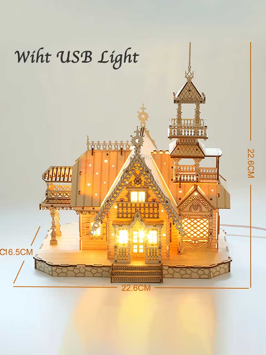 Puzzle en Bois 3d Maison Villa avec Lumière - GoCrazyPuzzle