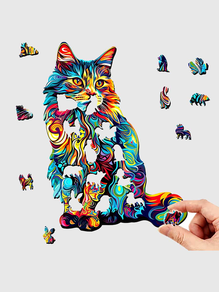 Puzzle en Bois Chat Fantaisie - GoCrazyPuzzle