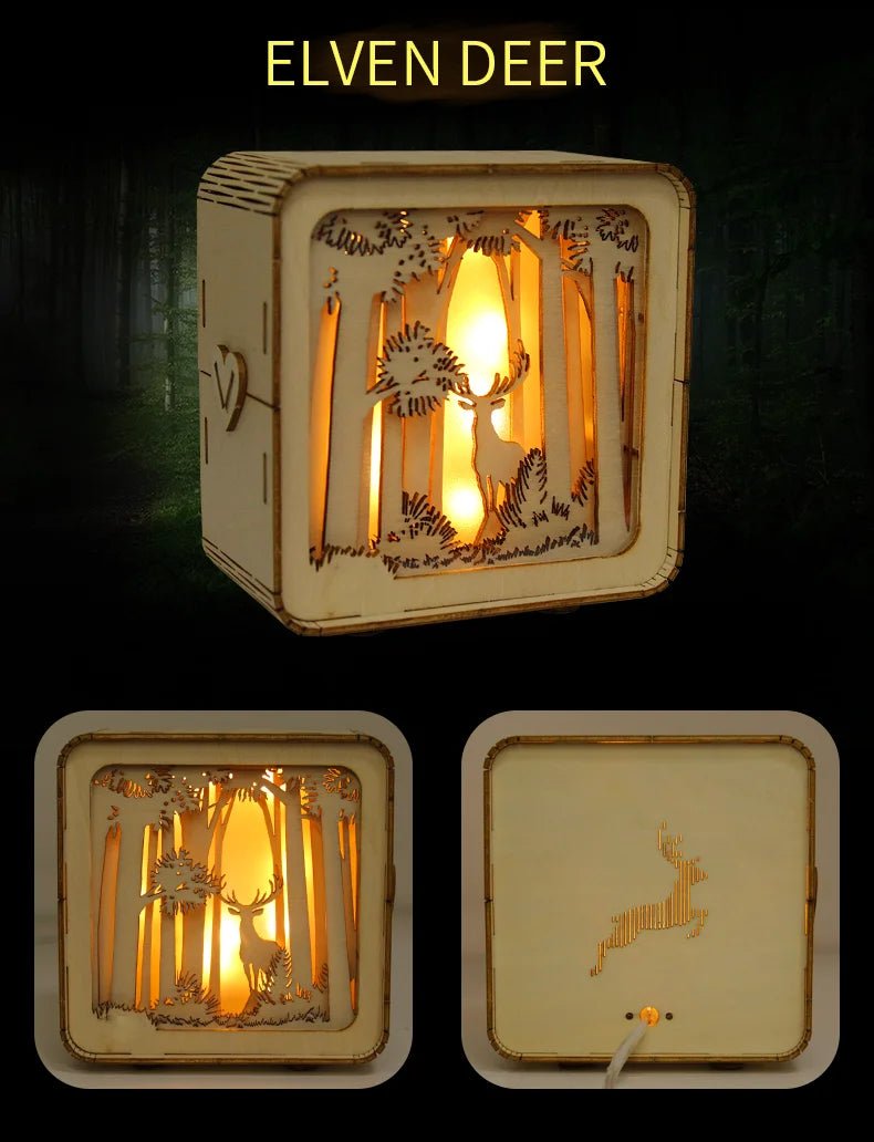 Puzzle 3D Lumière Forêt et Cerf en Bois - GoCrazyPuzzle