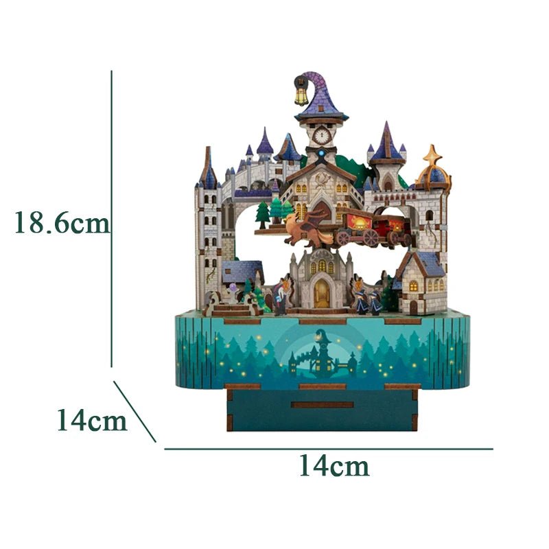 Puzzle Bois 3D « Château Magique » – Boîte à Musique DIY avec Train Mobile - GoCrazyPuzzle