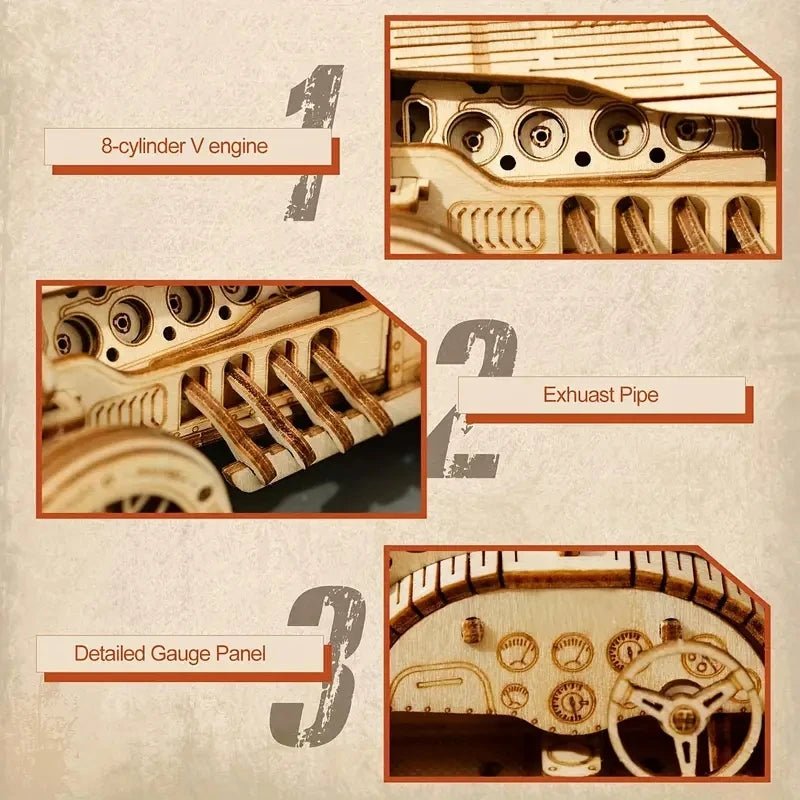 Puzzle 3D Voiture « Grand Prix » – Maquette en Bois Rokr DIY - GoCrazyPuzzle