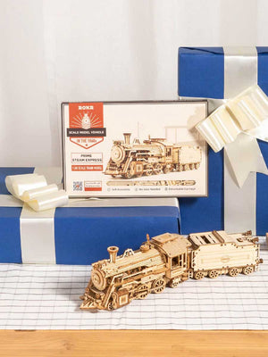 Train à Vapeur Express Puzzle 3D en Bois - GoCrazyPuzzle