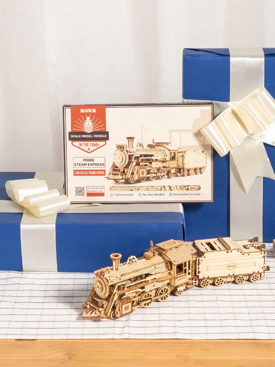 Train à Vapeur Express Puzzle 3D en Bois - GoCrazyPuzzle